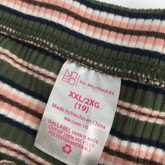 No Boundaries Pull On Elastic Waist Striped Mini Skirt 2XL Green Peach White - Picture 3 of 5